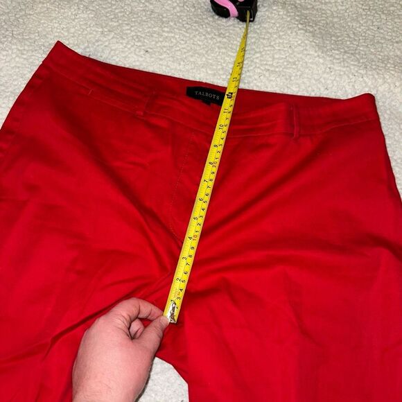 Talbots Women’s Chino Tapered Pants Solid Red Lace Up Ankle Detail 12 EUC - Picture 9 of 11